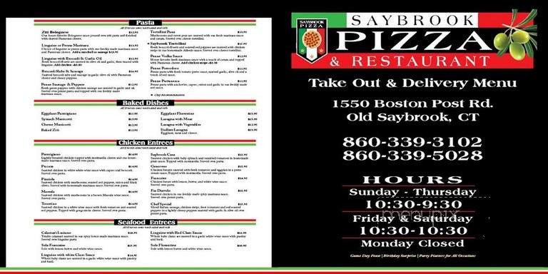 Saybrook Pizza & Restaurant - Old Saybrook, CT menu_pic