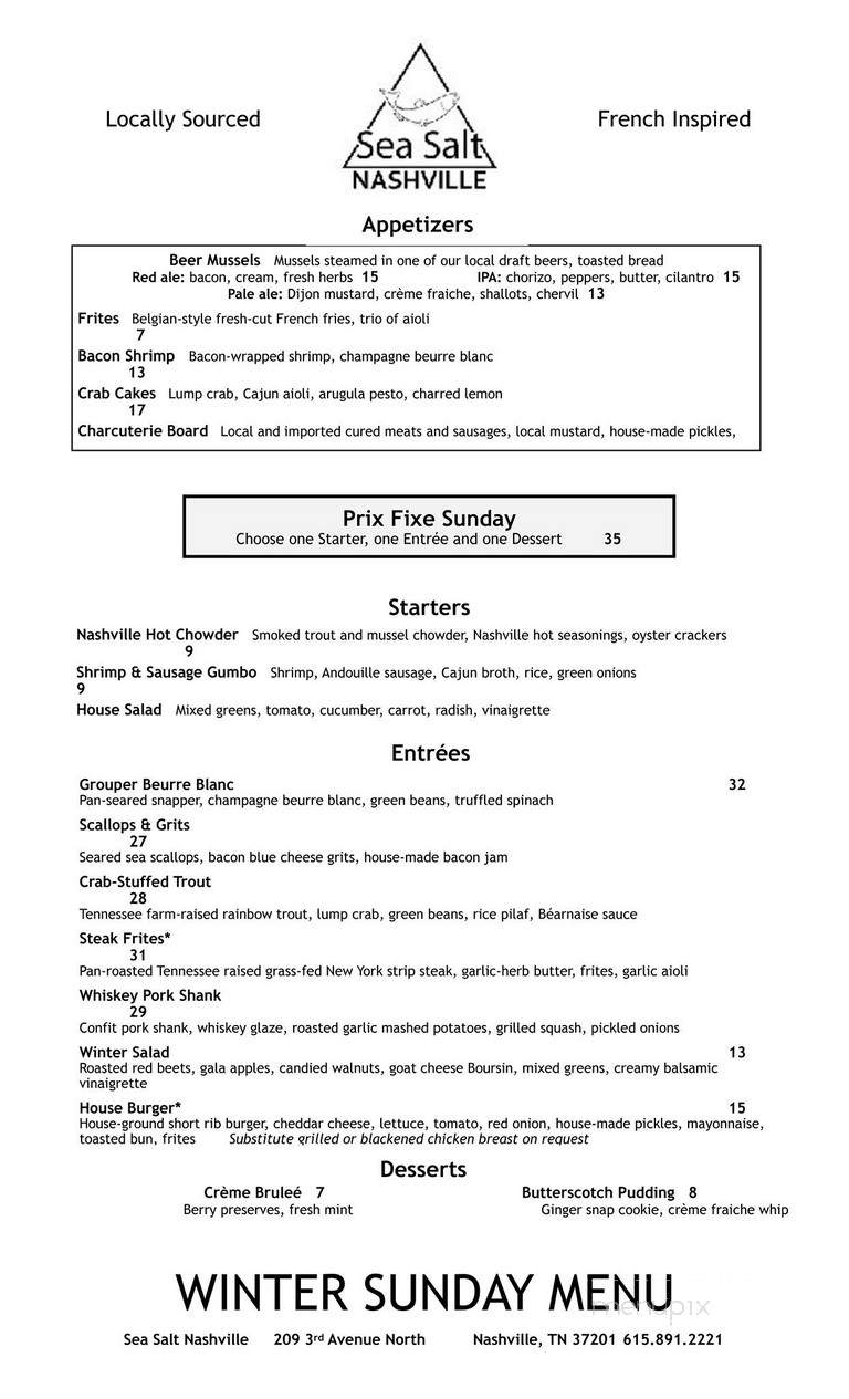Sea Salt - Nashville, TN menu_pic