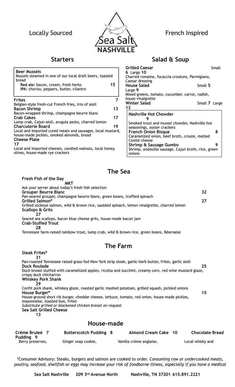 Sea Salt - Nashville, TN menu_pic