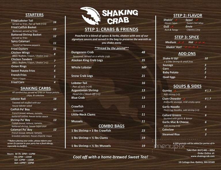 Shaking Crab - Quincy, MA menu_pic