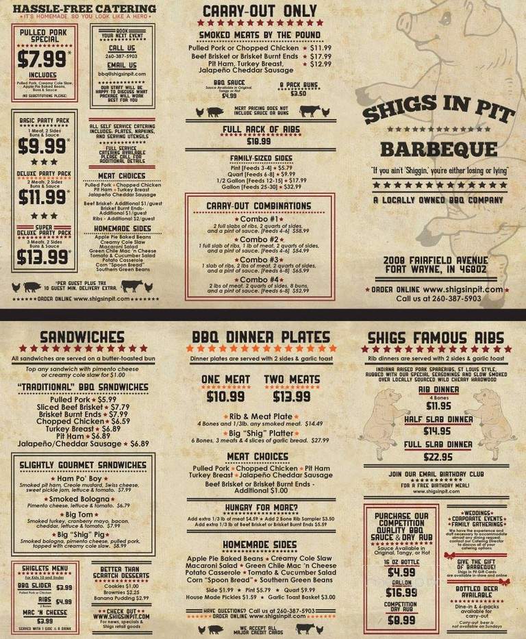 Shigs In Pit - Fort Wayne, IN menu_pic