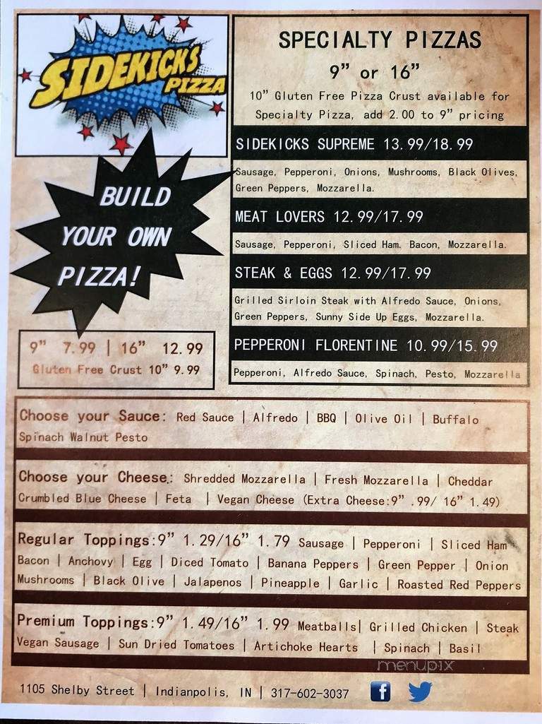 Sidekicks Pizza - Indianapolis, IN menu_pic
