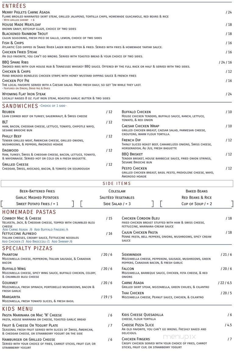 Sidewinders - Bozeman, MT menu_pic
