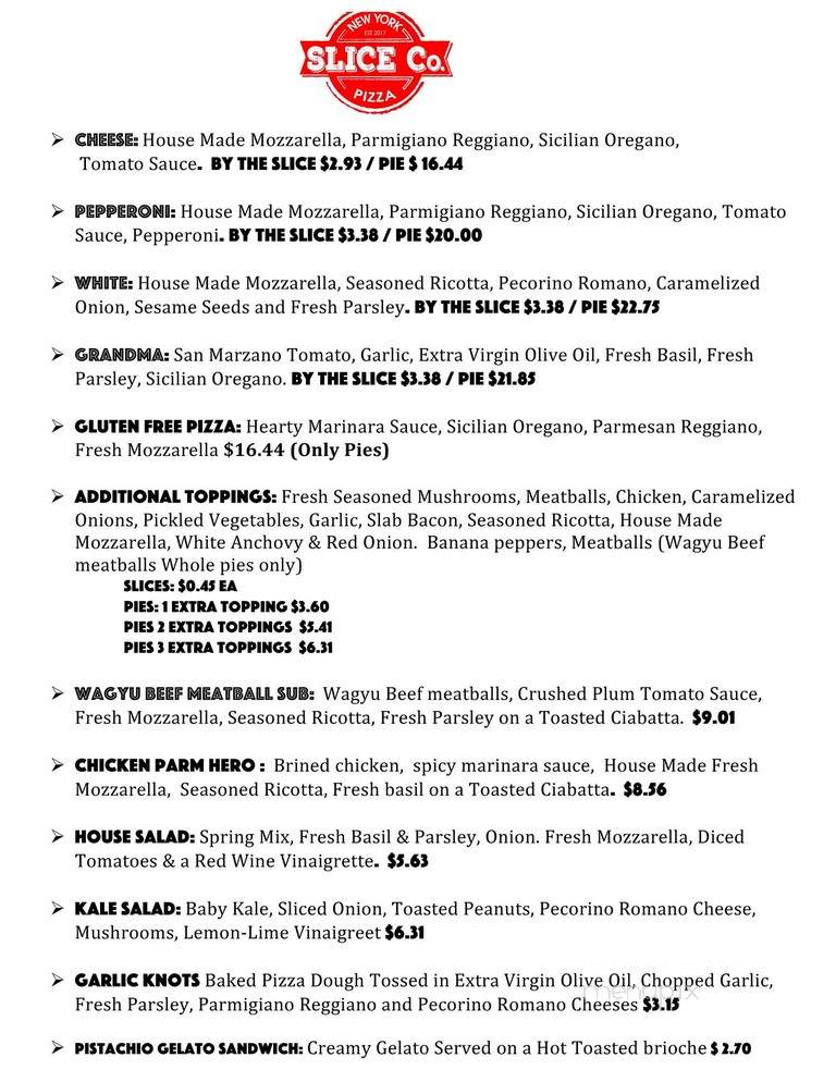 Slice Co - Charleston, SC menu_pic