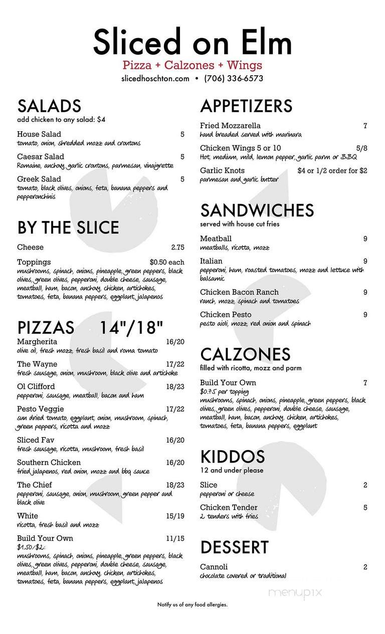 Sliced on Elm - Commerce, GA menu_pic