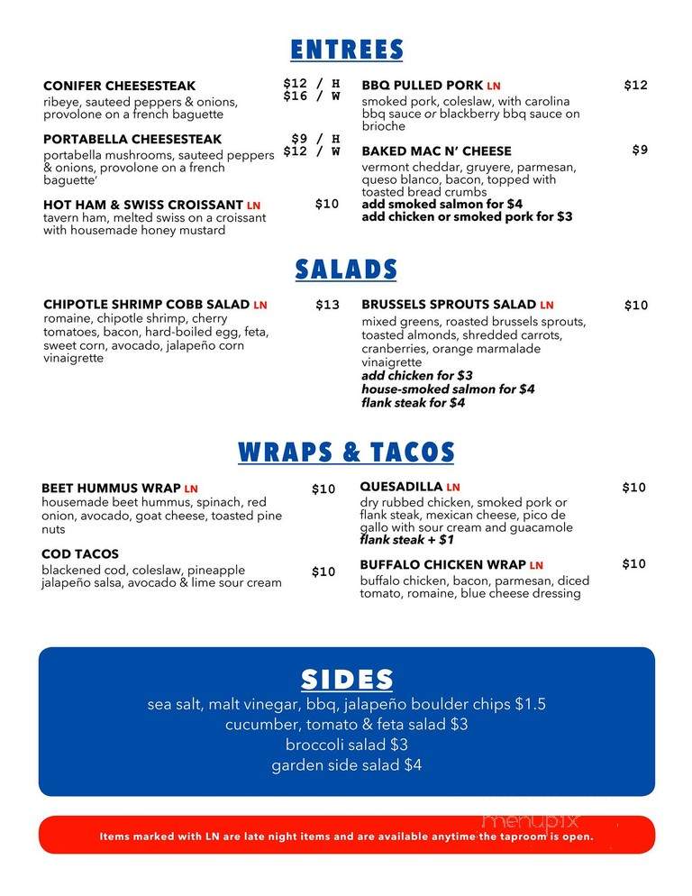 Snowpack Taproom - Conifer, CO menu_pic