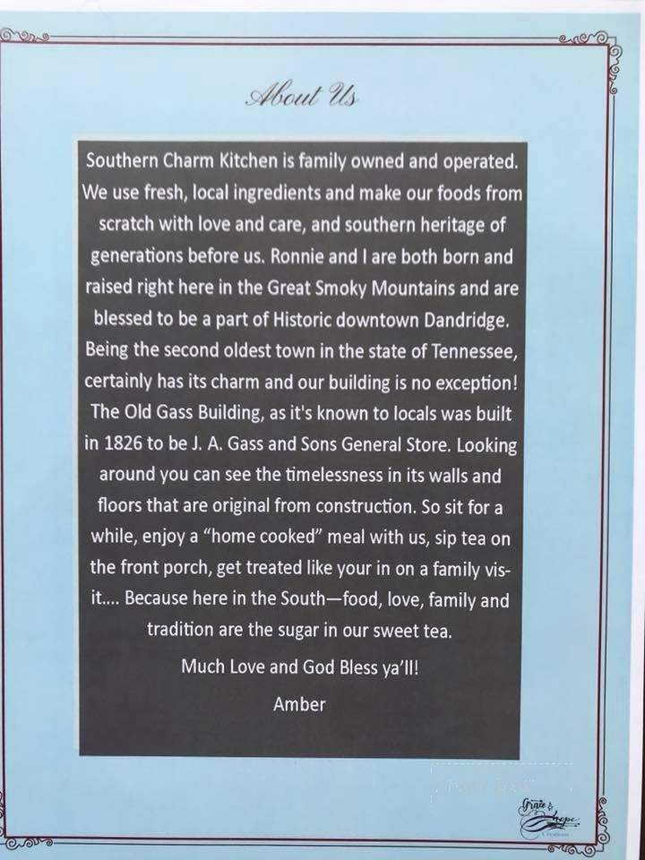 Southern Charm Kitchen - Dandridge, TN menu_pic