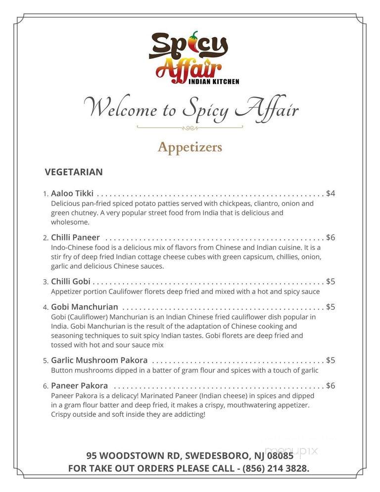 Spicy Affair Indian kitchen - Swedesboro, NJ menu_pic
