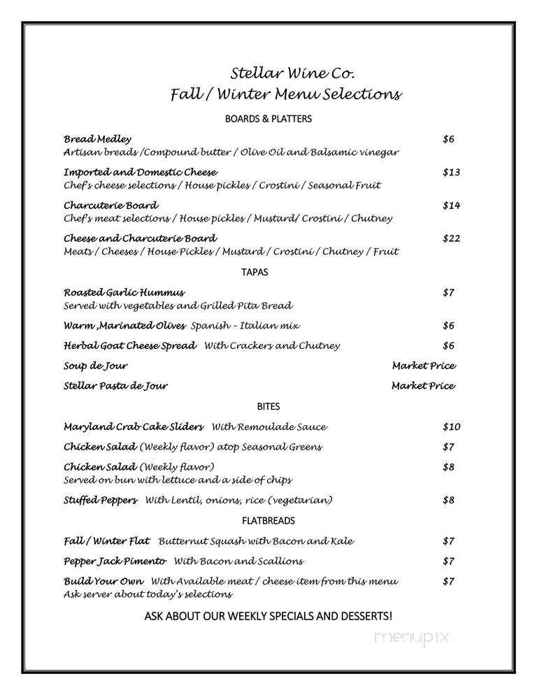 Stellar Wine Co - Portsmouth, VA menu_pic