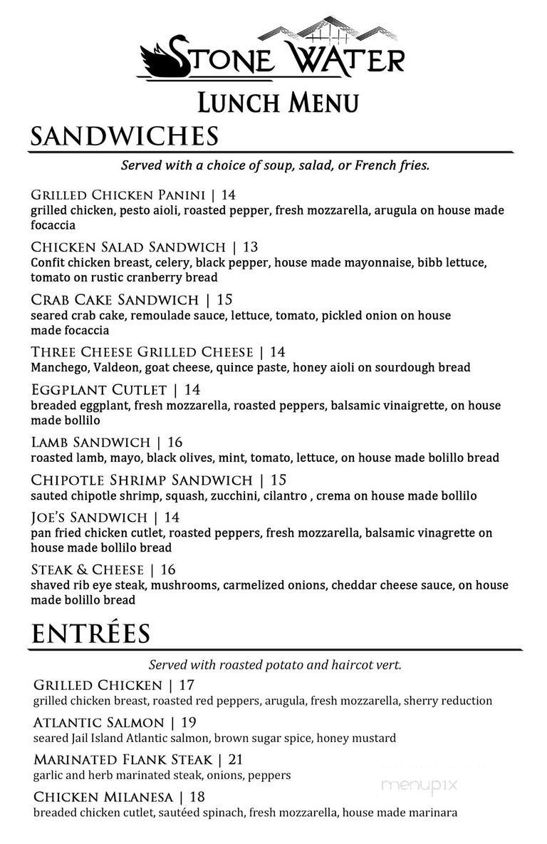 Stone Water at 3 Peaks Marina - Lake Hopatcong, NJ menu_pic