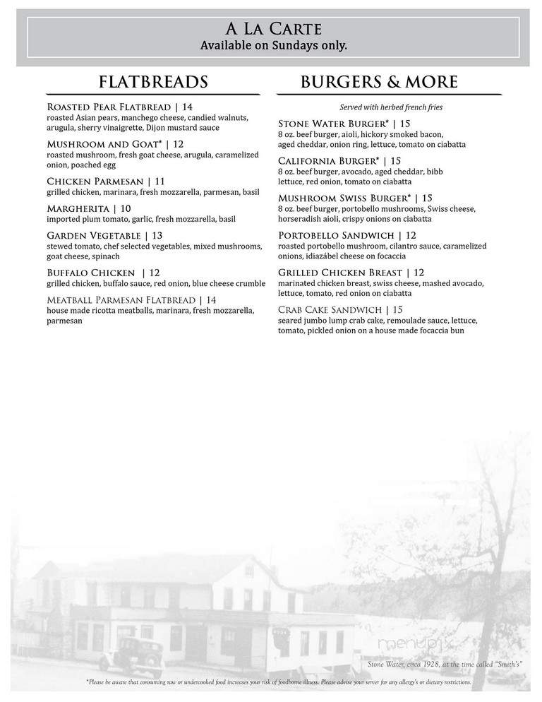 Stone Water at 3 Peaks Marina - Lake Hopatcong, NJ menu_pic
