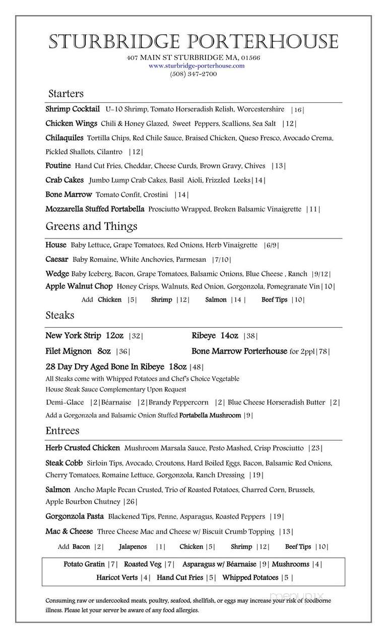 Sturbridge Porterhouse - Sturbridge, MA menu_pic
