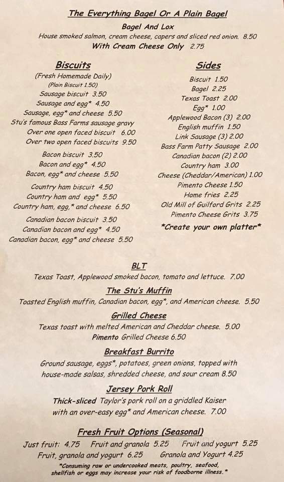 Stu's Donuts - Avon, NC menu_pic