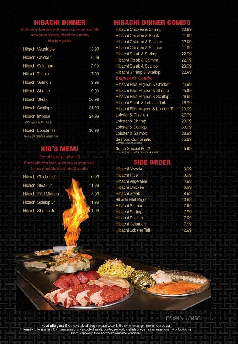 SUMO Steak & Sushi - Macon, GA menu_pic