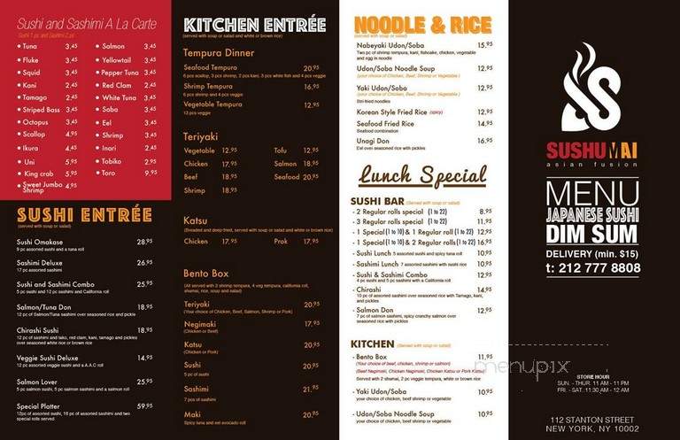 Sushumai Asian Fusion - New York, NY menu_pic