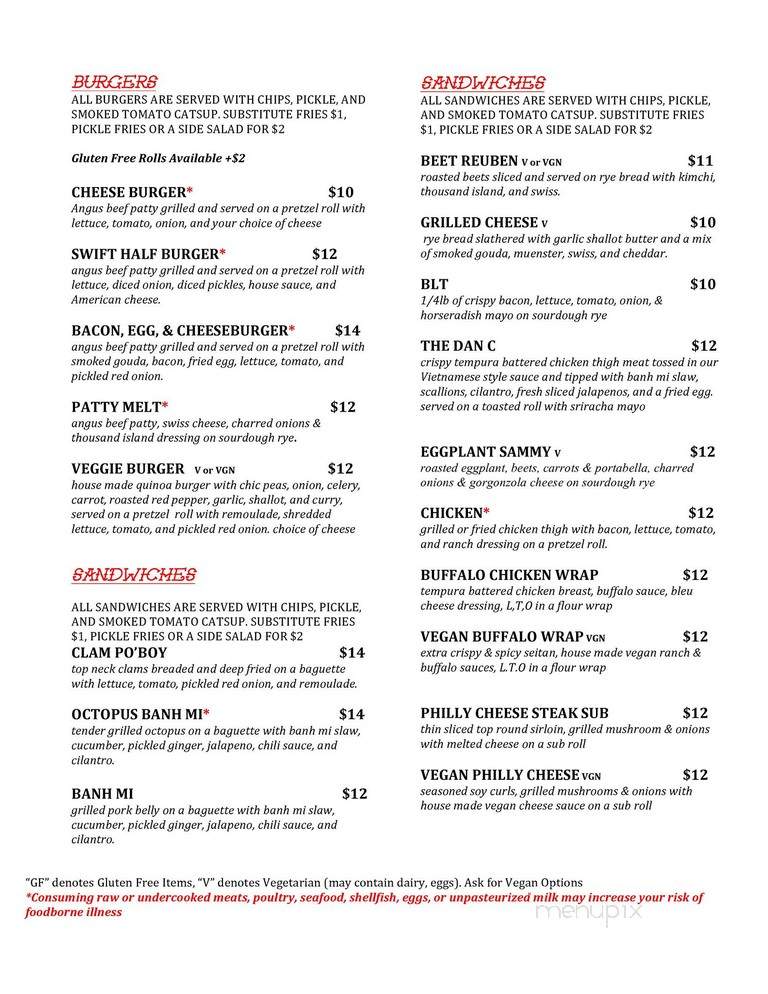 Swift Half - North Haven, CT menu_pic