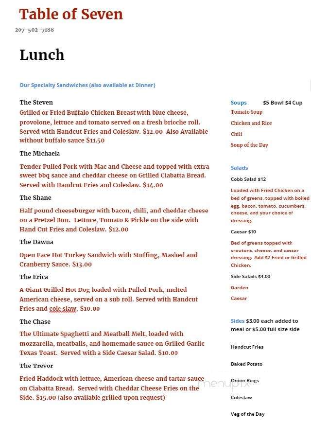Table of Seven - Kennebunk, ME menu_pic