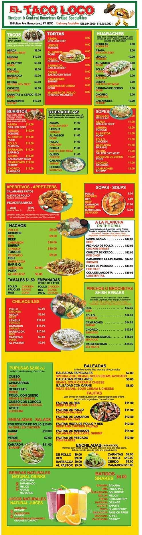 Taco Loco - Hempstead, NY menu_pic