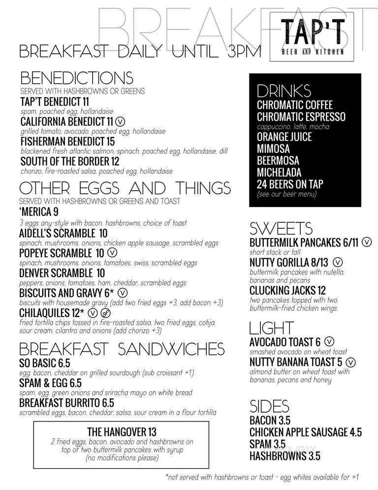 TAP'T Beer & Kitchen - Sunnyvale, CA menu_pic