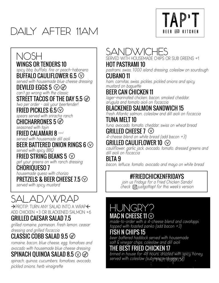 TAP'T Beer & Kitchen - Sunnyvale, CA menu_pic