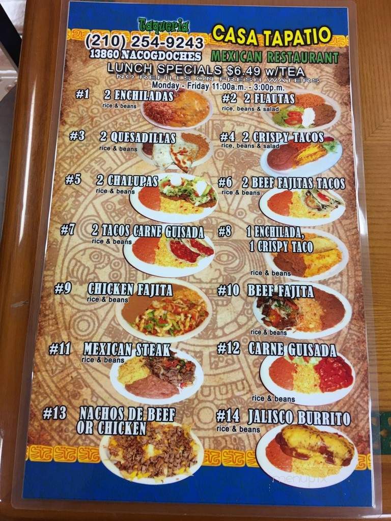 Taqueria Casa Tapatio - San Antonio, TX menu_pic