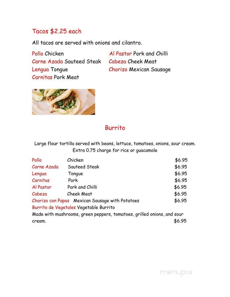 Taqueria - Hingham, MA menu_pic