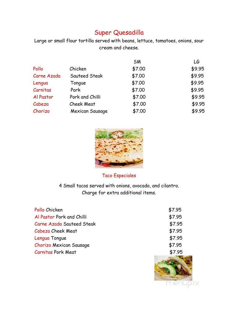 Taqueria - Hingham, MA menu_pic