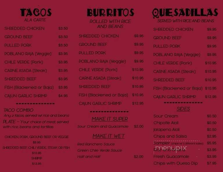Taqueria - Kailua, HI menu_pic
