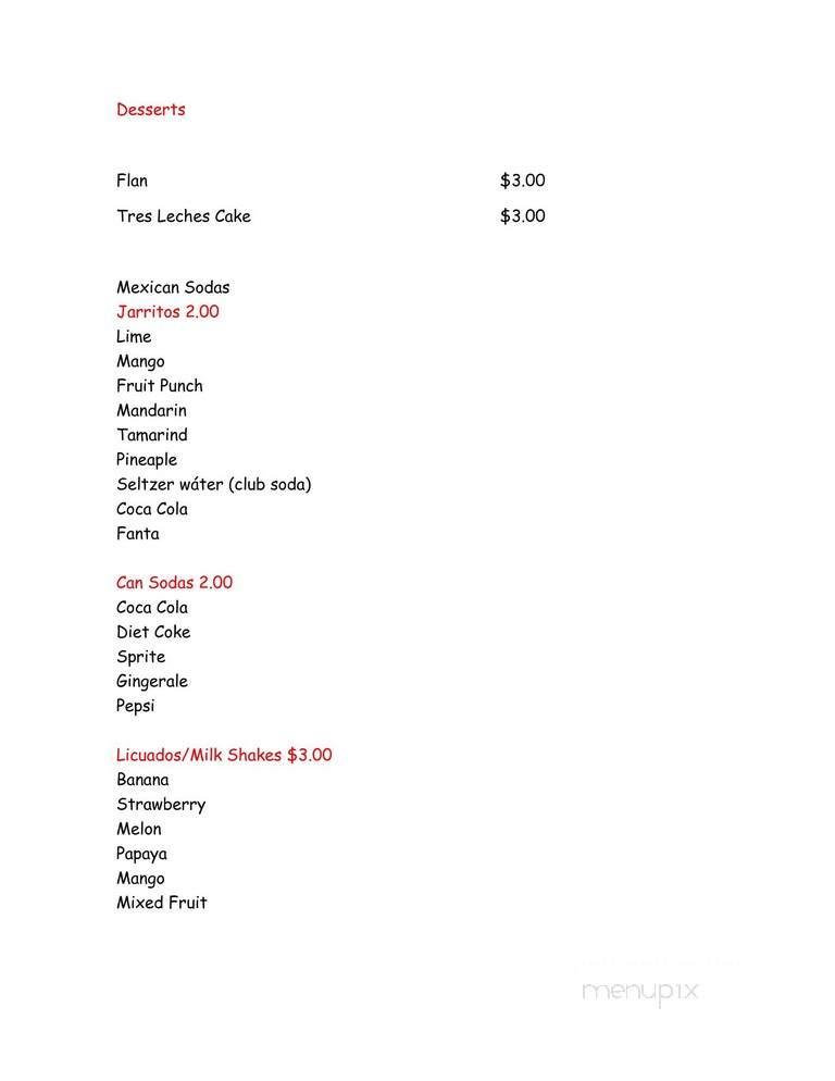 Taqueria - Newtonville, MA menu_pic
