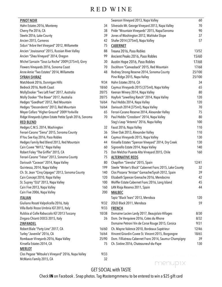 Taste - Montgomery, AL menu_pic
