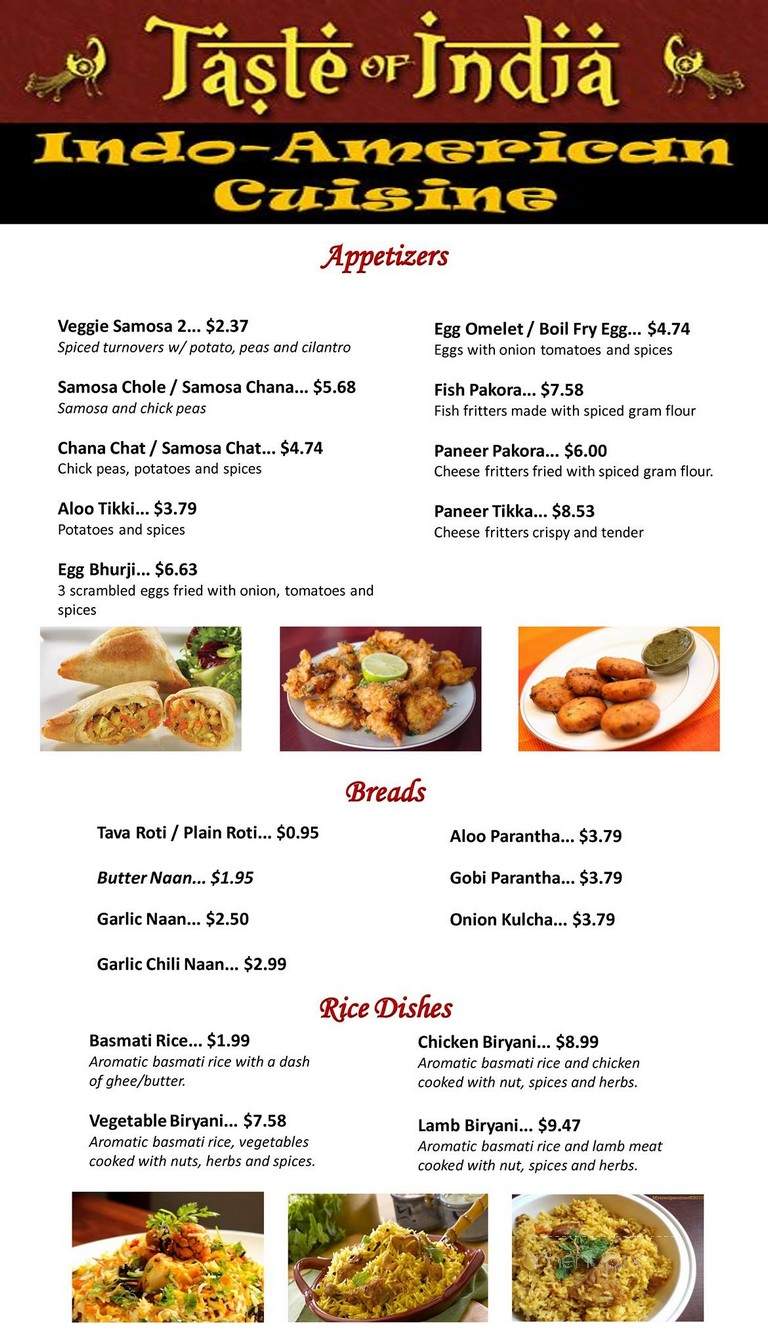 Taste of India - Overton, NE menu_pic