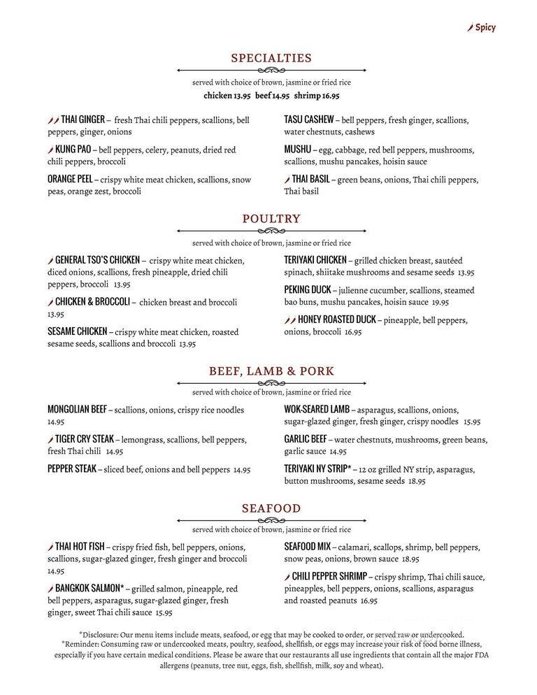 Tasu Asian Bistro - Cary, NC menu_pic
