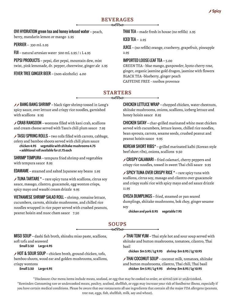 Tasu Asian Bistro - Cary, NC menu_pic