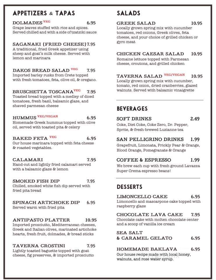 Taverna Mediterranean Grill - Cartersville, GA menu_pic