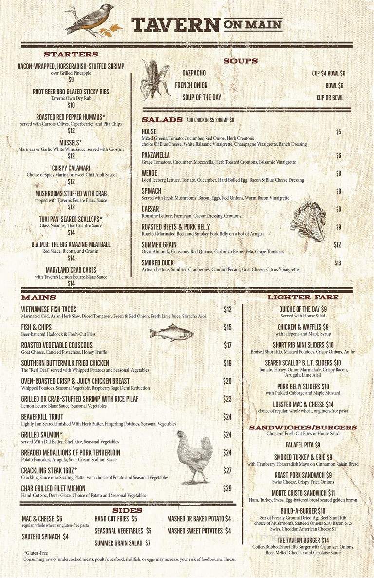 Tavern on Main - Jeffersonville, NY menu_pic