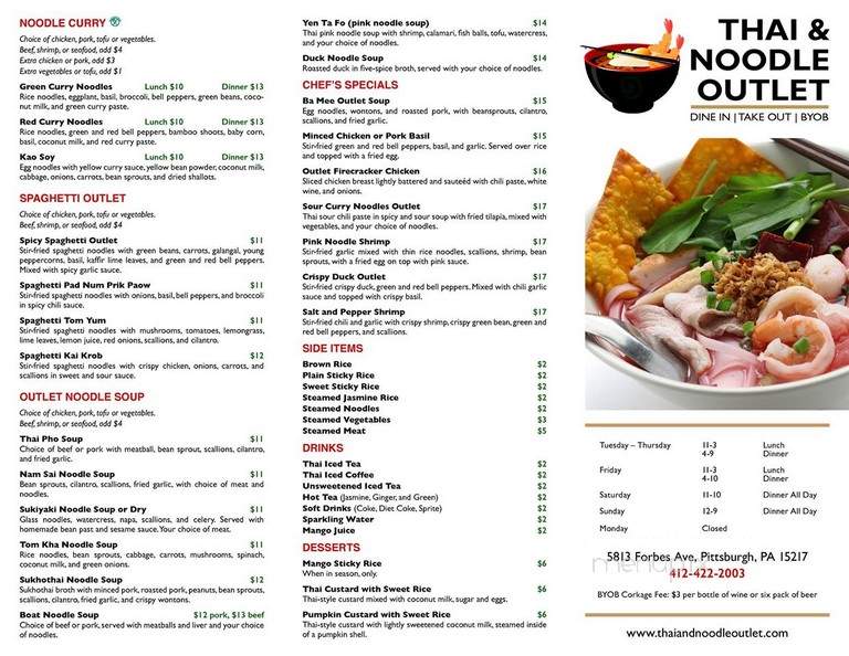 Thai & Noodle Outlet - Pittsburgh, PA menu_pic