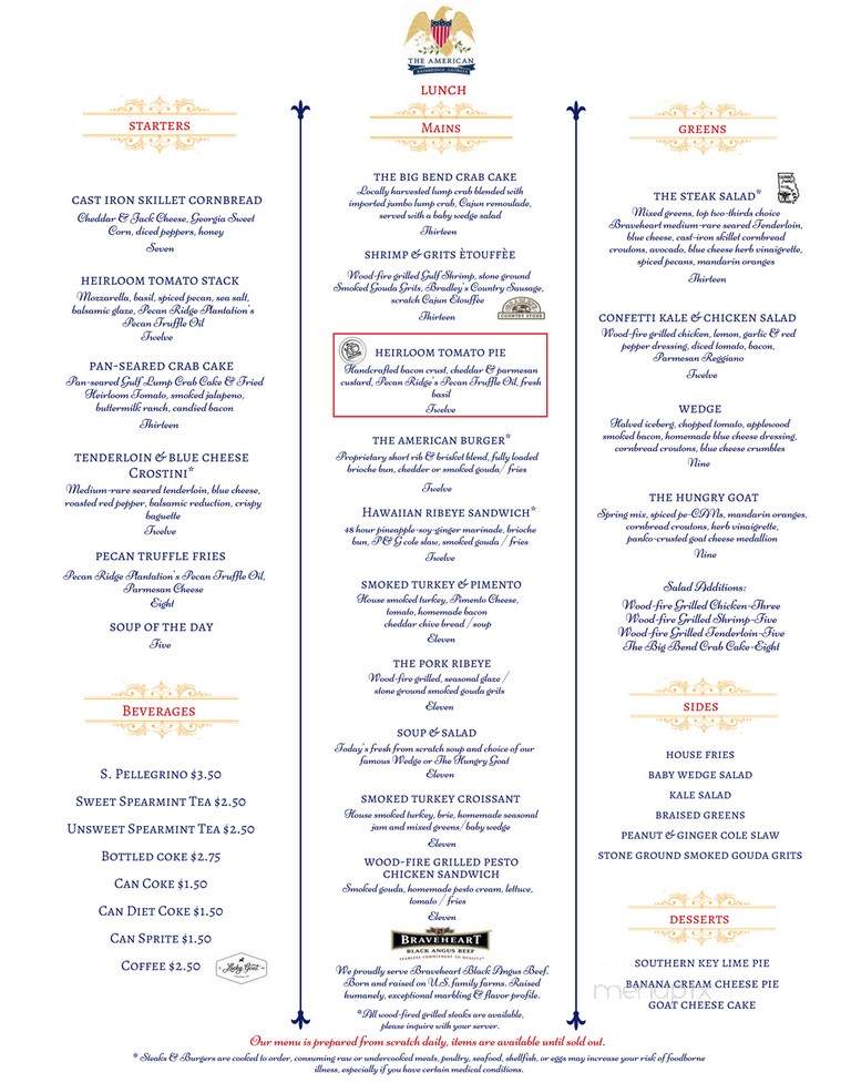 The American - Bainbridge, GA menu_pic