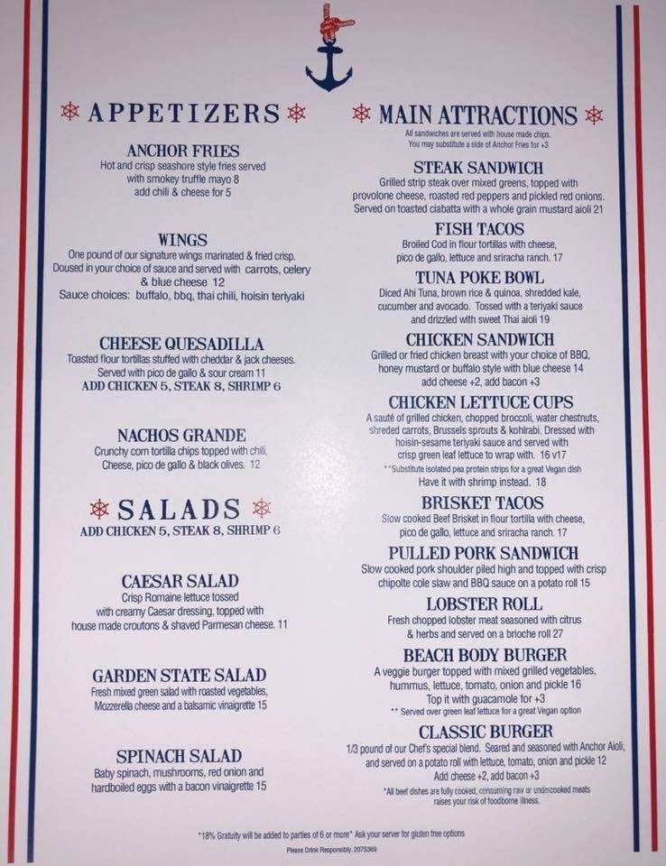 The Anchor's Bend - Asbury Park, NJ menu_pic