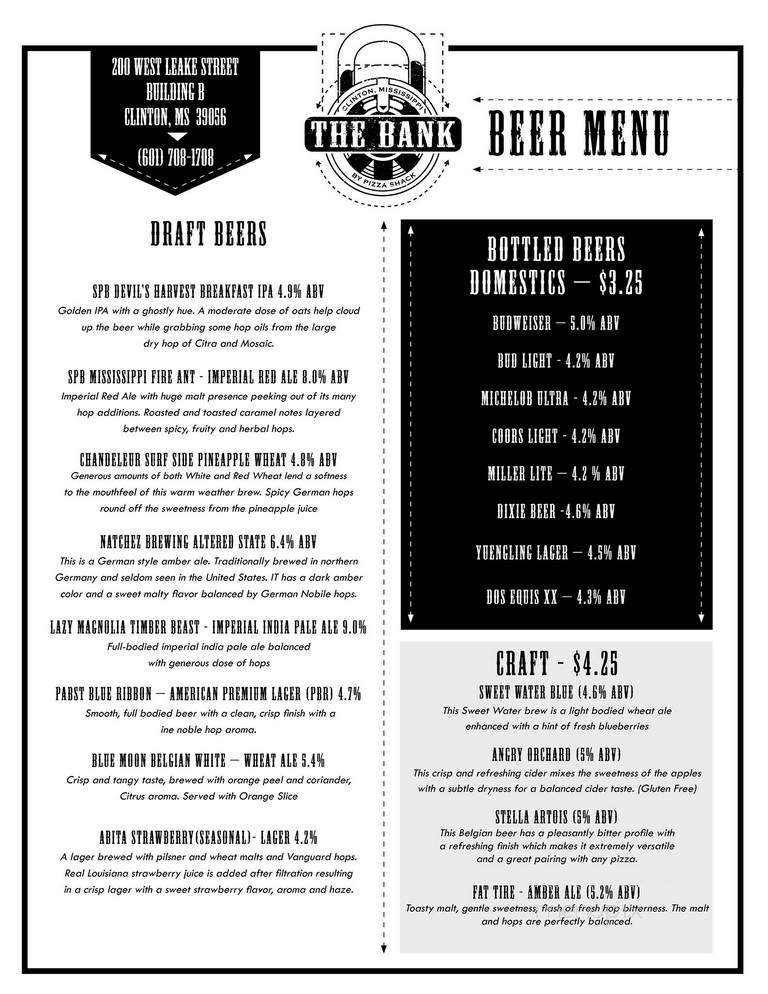 The Bank by Pizza Shack - Clinton, MS menu_pic