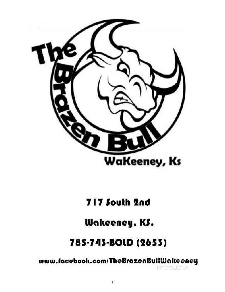 The Brazen Bull - WaKeeney, KS menu_pic