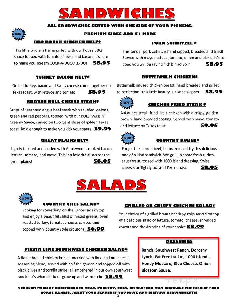 The Brazen Bull - WaKeeney, KS menu_pic