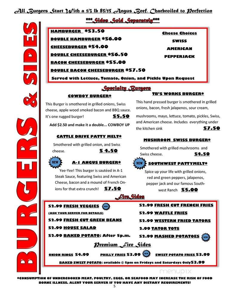 The Brazen Bull - WaKeeney, KS menu_pic
