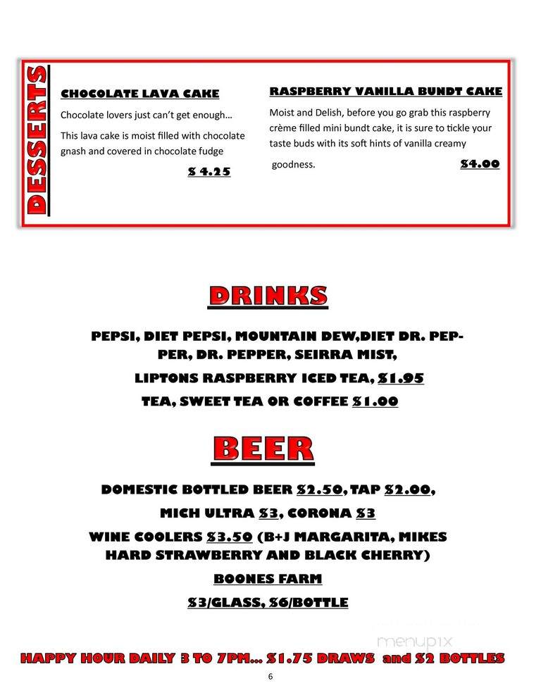 The Brazen Bull - WaKeeney, KS menu_pic