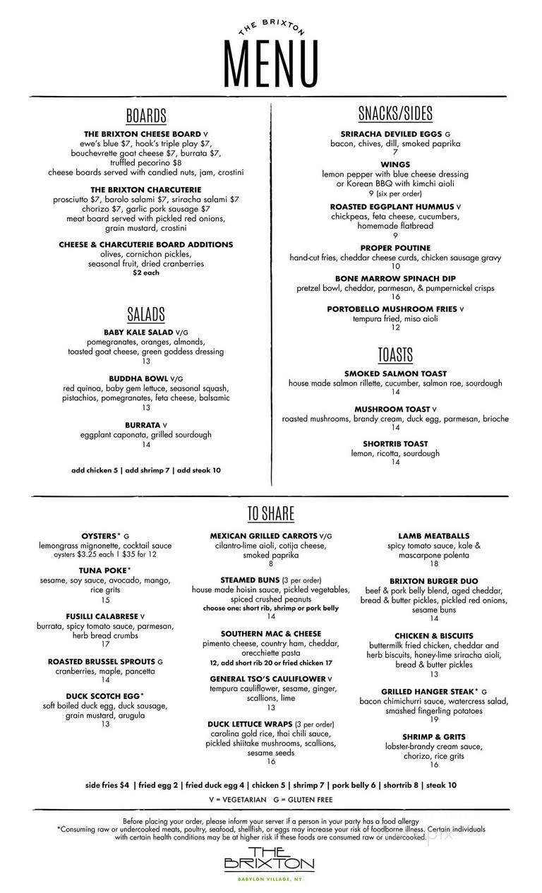 The Brixton - Babylon, NY menu_pic