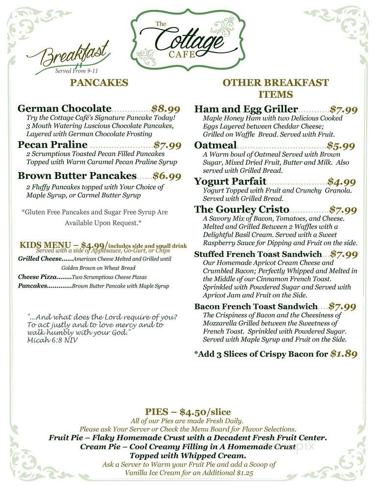 The Cottage Cafe - Phillipsburg, MO menu_pic
