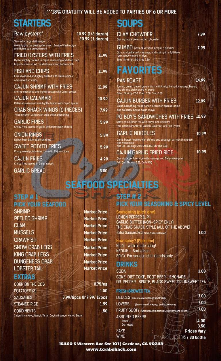 The Crab Shack - Carson, CA menu_pic