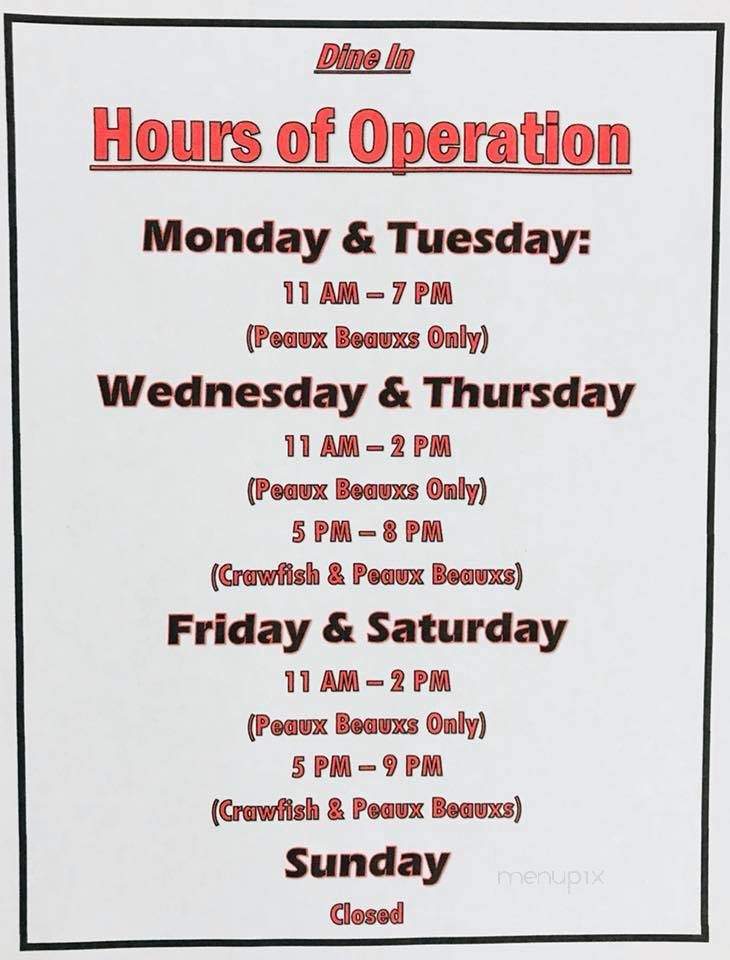 The Crawfish Shack & Drive Thru - Oberlin, LA menu_pic