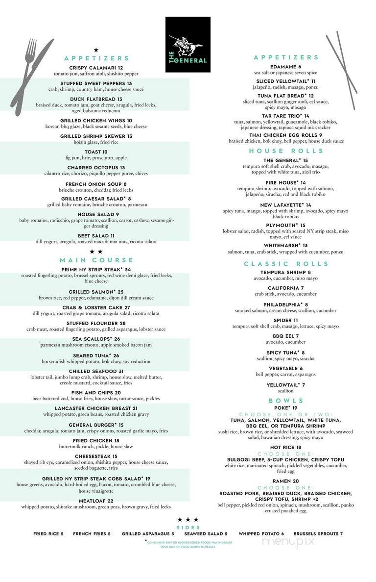 The General - Lafayette Hill, PA menu_pic