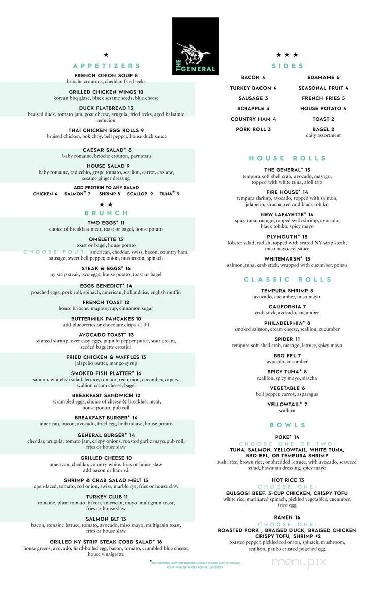 The General - Lafayette Hill, PA menu_pic