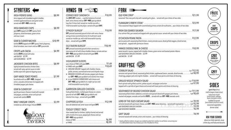 The Goat and Clover Tavern - Grand Junction, CO menu_pic
